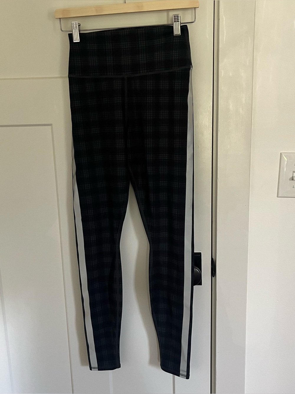 Alo Plaid Leggings with Side Stripe